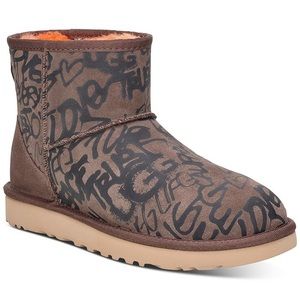 BROWN GRAFFITI MINI UGG BOOT